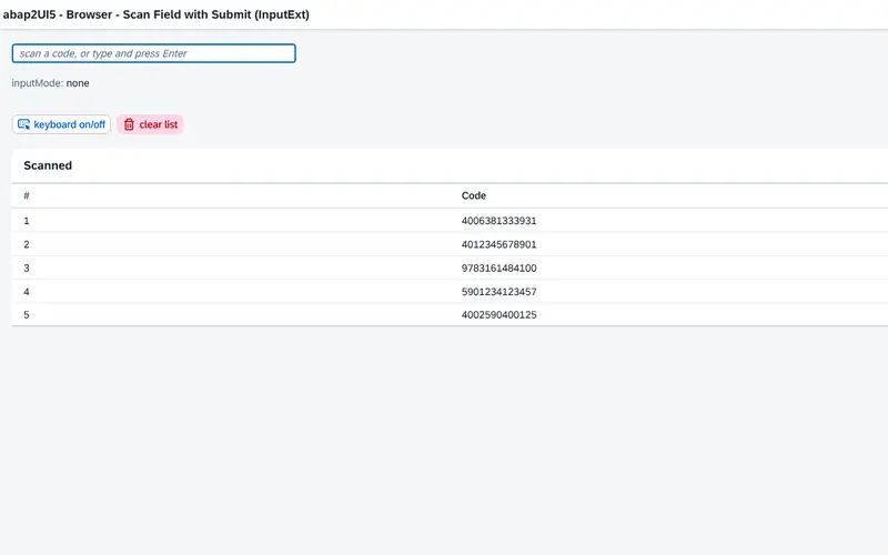 A scan field for the warehouse: every scan lands in the list, no tap needed